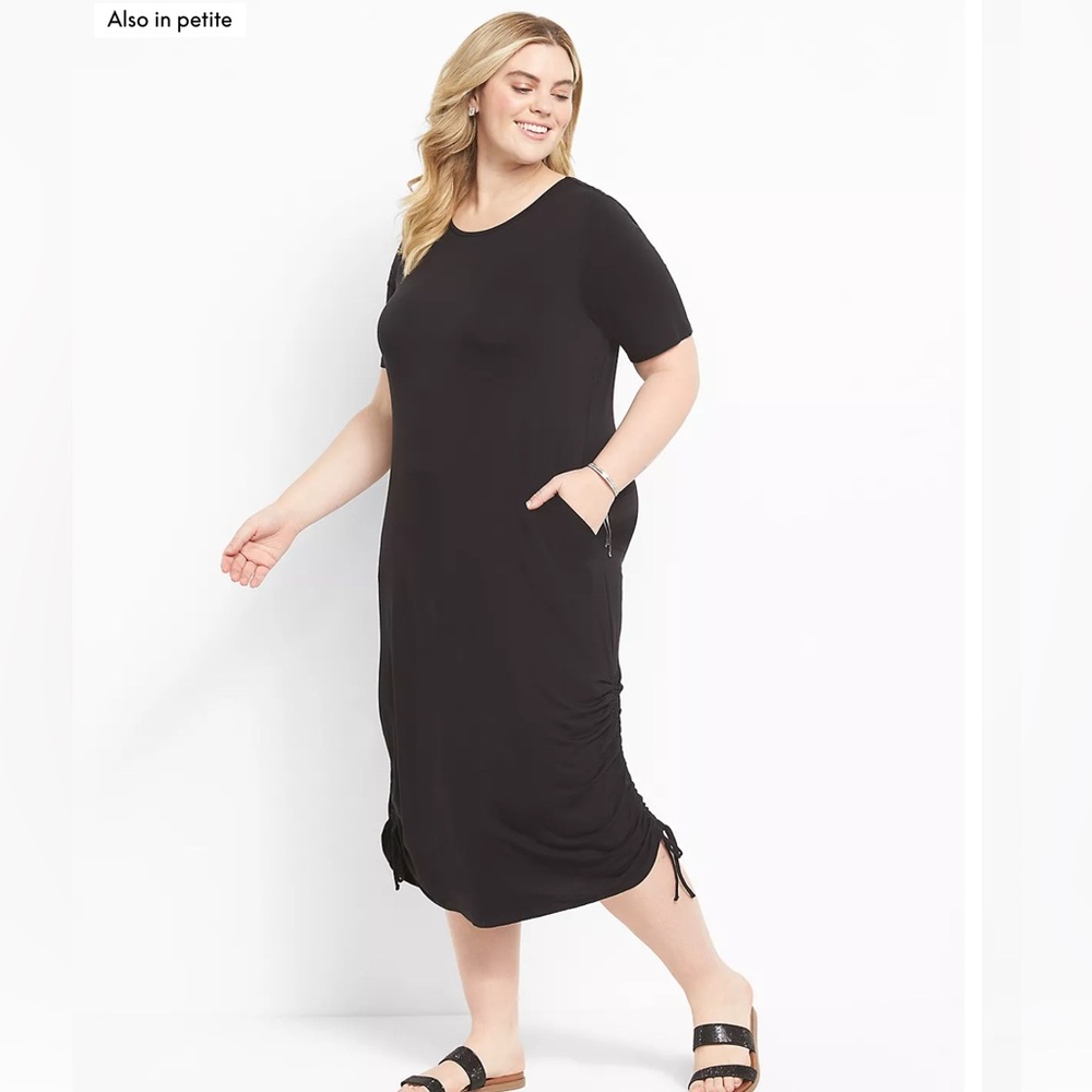 Lane Bryant perfect sleeve - Black Midi Dress with Side Ties size  10/12